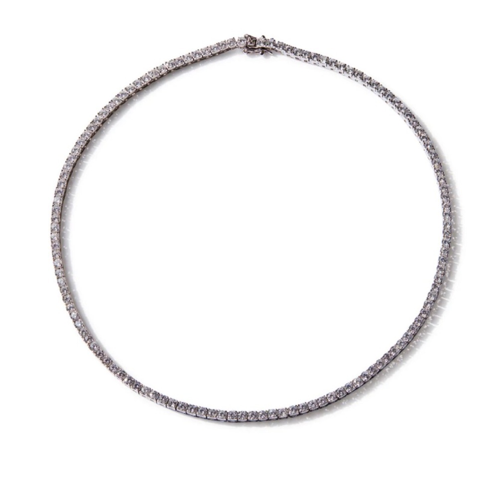 Dorsey MOSS ROUND CUT, 3MM WHITE SAPPHIRE SILVER RIVIERE NECKLACE